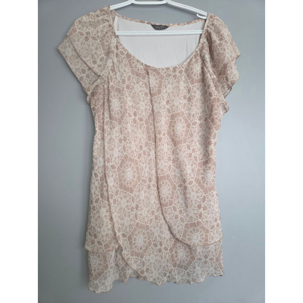 Women's DENVERHAYES Blouse XL Beige White Lace